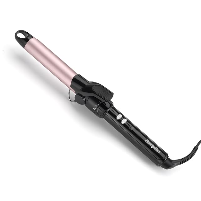 BaByliss C325E Lockenstab mit 25 mm in Schwarz und Rosa mit integriertem Ständer