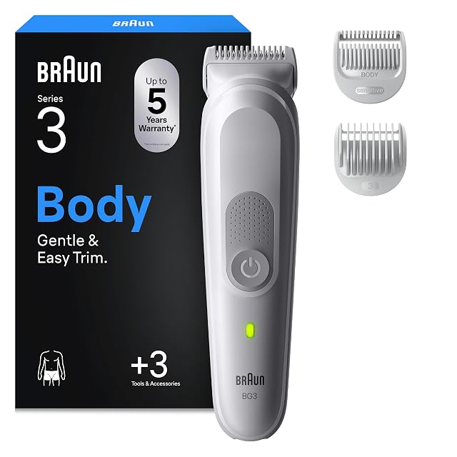 Braun Bodygroomer Series 3 BG3530 in Grau mit Kammaufsatz für empfindliche Stellen
