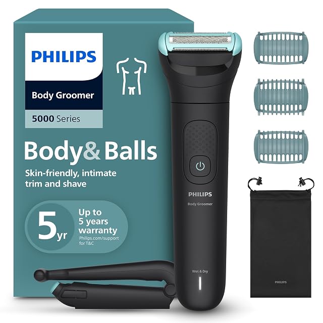 Philips Bodygroom 5000 BG5480 mit klappbarem Rückenaufsatz und Körperkämmen