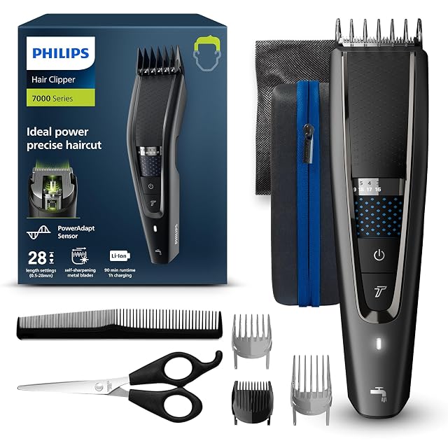 Philips HC7650 Series 7000 Haarschneider mit DualCut-Klinge und Trim-n-Flow-Kamm