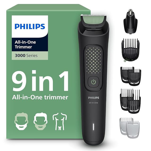 Philips Multigroom 3000 MG3946 neunteiliger Multifunktionstrimmer mit Nasenhaaraufsatz