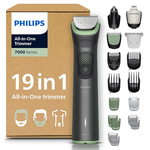 Philips Multigroom 7000 MG7962 neunzehnteiliges Pflegeset mit Metallklinge und Detailtrimmer
