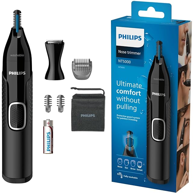 Philips Nose Trimmer 5000 NT5650 mit Kammaufsätzen und Präzisionstrimmerkopf