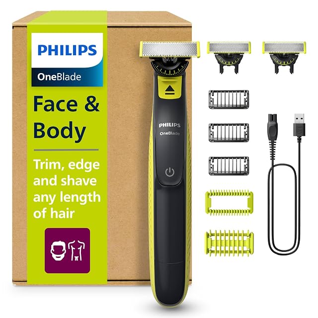 Philips OneBlade 360 QP2824 Gesichts- und Körpertrimmer mit Bartkämmen und Hautschutz