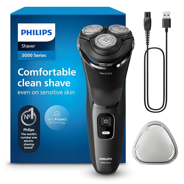 Philips Shaver Series 3000 S3145 Rotationsrasierer in Anthrazit mit ausklappbarem Langhaarschneider