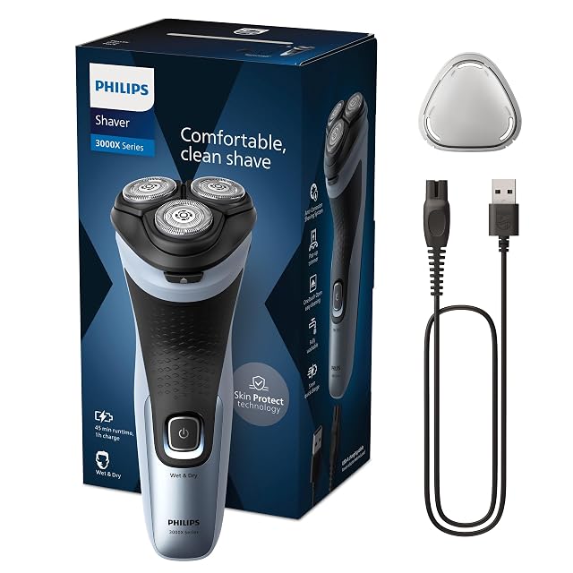 Philips Shaver Series 3000X X3053 Rotationsrasierer in Himmelblau