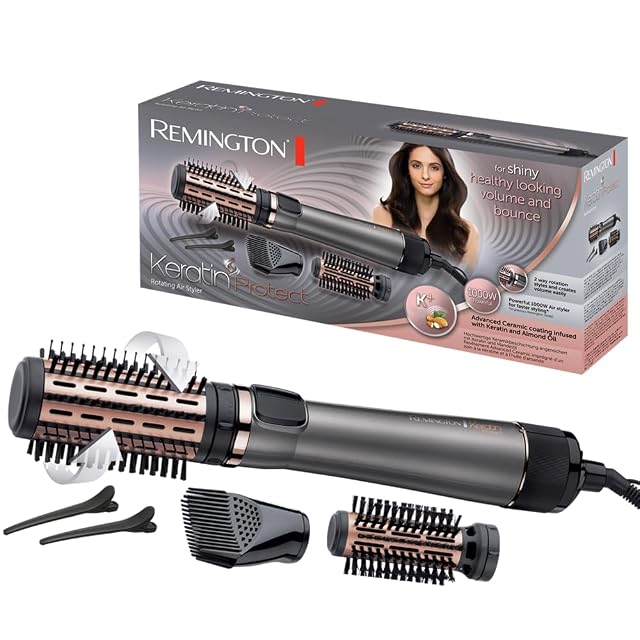 Remington AS8811 Keratin Protect rotierende Warmluftbürste mit zwei Rundbürstenköpfen
