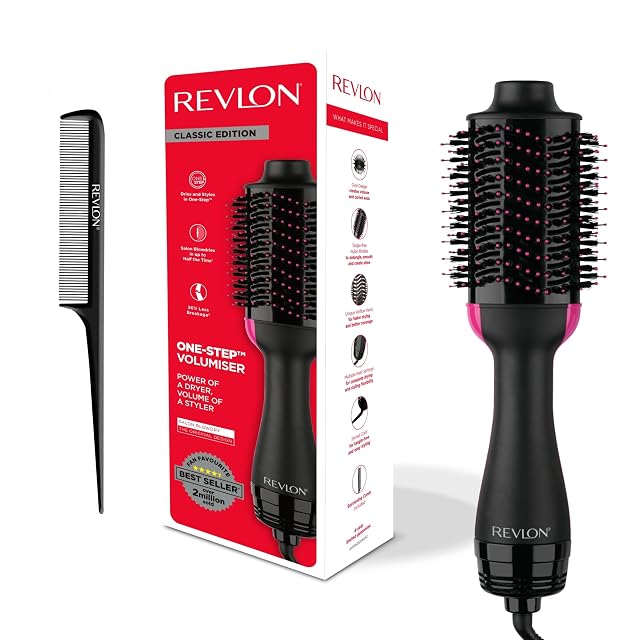 Revlon Salon One-Step Haartrockner und Volumenbürste mit ovalem Kopf und Abteilkamm